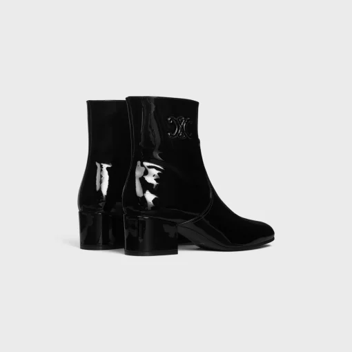 LES BOTTES CELINE TRIOMPHE ZIPPED BOOT in PATENT CALFSKIN