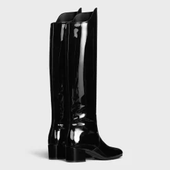LES BOTTES CELINE TRIOMPHE UNDER THE KNEE BOOT in PATENT CALFSKIN
