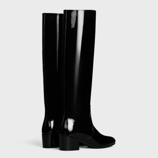 LES BOTTES CELINE TRIOMPHE HIGH BOOT in PATENT CALFSKIN