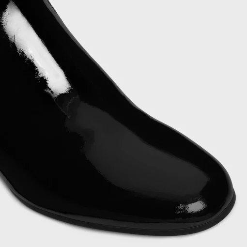 LES BOTTES CELINE TRIOMPHE ZIPPED BOOT in PATENT CALFSKIN