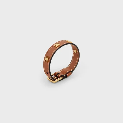 Les Cuirs Celine Bracelet in Calfskin and Brass with Gold Finish