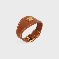 Les Cuirs Celine Bracelet in Calfskin and Brass with Gold Finish