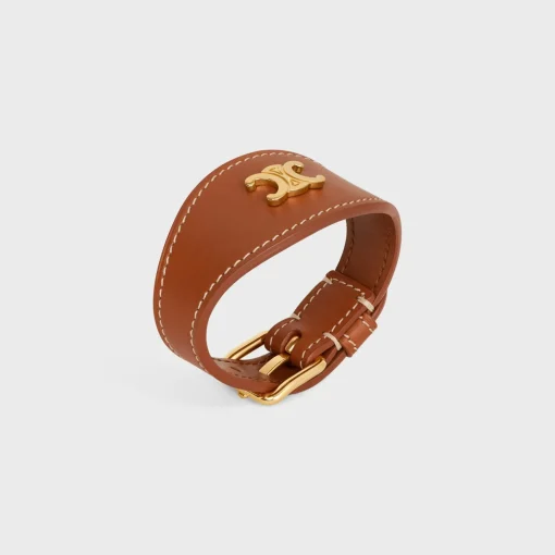 Les Cuirs Celine Bracelet in Calfskin and Brass with Gold Finish