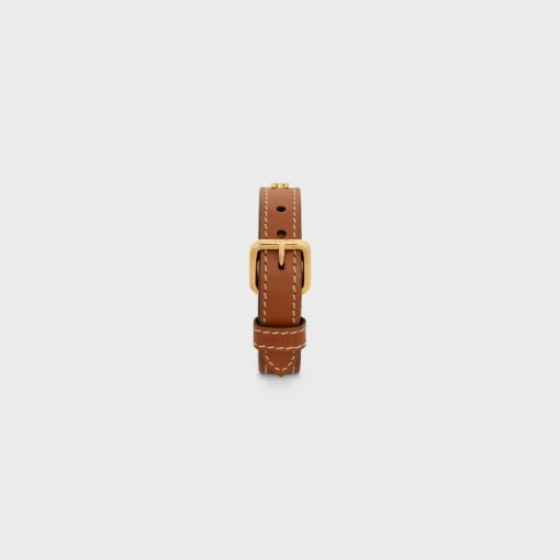 Les Cuirs Celine Bracelet in Calfskin and Brass with Gold Finish