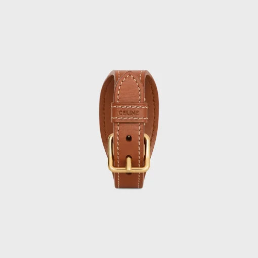 Les Cuirs Celine Bracelet in Calfskin and Brass with Gold Finish