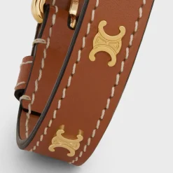 Les Cuirs Celine Bracelet in Calfskin and Brass with Gold Finish