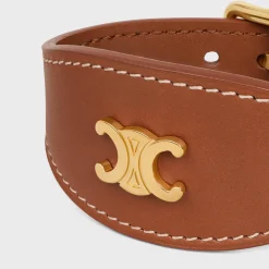 Les Cuirs Celine Bracelet in Calfskin and Brass with Gold Finish