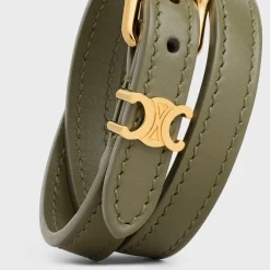 Les Cuirs Celine Double Bracelet in Calfskin and Brass with Gold Finish