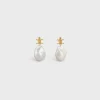 Les Perles Celine Baroque Earrings in Brass with Gold Finish and Cultured Pearls