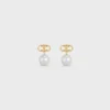 Les Perles Celine Earrings in Brass with Gold Finish and Glass Pearls