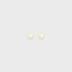 Les Perles Celine Earrings in Resin Pearls and Brass with Gold Finish