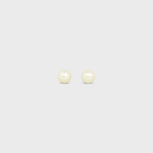 Les Perles Celine Earrings in Resin Pearls and Brass with Gold Finish