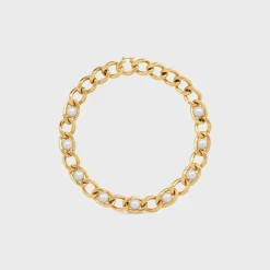 Les Perles Celine Maillon Necklace in Brass with Gold Finish and Resin Pearls