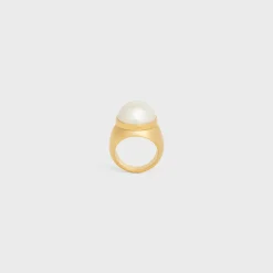 Les Perles Celine Ring in Resin Pearls and Brass with Gold Finish