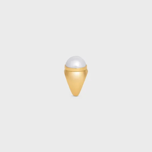 Les Perles Celine Ring in Resin Pearls and Brass with Gold Finish