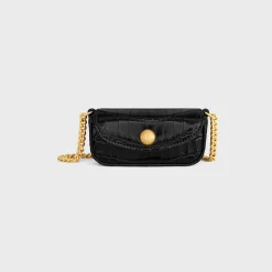 LIPSTICK CASE ON CHAIN IN NILOTICUS CROCODILE