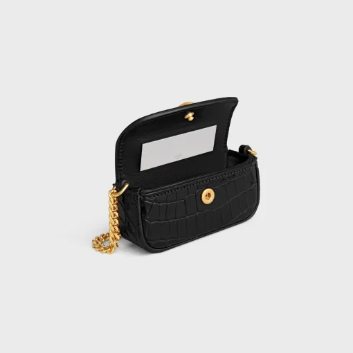 LIPSTICK CASE ON CHAIN IN NILOTICUS CROCODILE