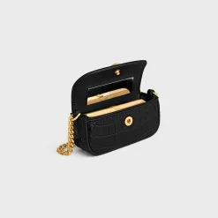 LIPSTICK CASE ON CHAIN IN NILOTICUS CROCODILE
