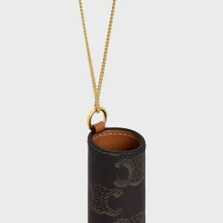 LIPSTICK NECKLACE IN TRIOMPHE CANVAS AND CALFSKIN