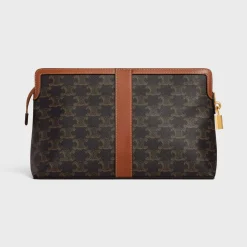 Lock Toiletry Pouch in Triomphe Canvas and Calfskin