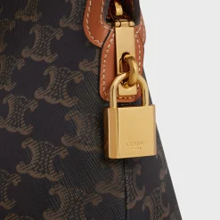 Lock Toiletry Pouch in Triomphe Canvas and Calfskin