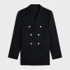 long blazer in diagonal wool