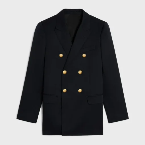long blazer in diagonal wool