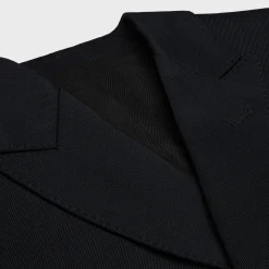 long blazer in diagonal wool