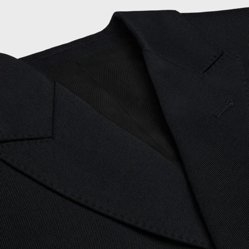 long blazer in diagonal wool