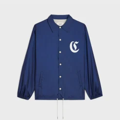 long coach jacket in lightweight nylon
