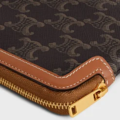 LONG POUCH WITH STRAP in triomphe canvas and calfskin