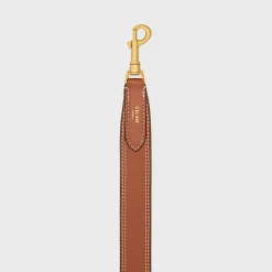 Long Strap in smooth CALFSKIN WITH CELINE EMBROIDERY with Gold Finishing