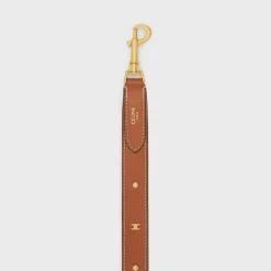 LONG STRAP in smooth CALFSKIN WITH TRIOMPHE STUDS with Gold Finishing