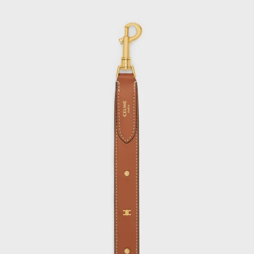 LONG STRAP in smooth CALFSKIN WITH TRIOMPHE STUDS with Gold Finishing