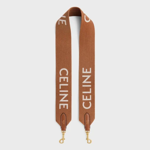 Long Strap in Wool with Celine jacquard with GOLD FINISHING