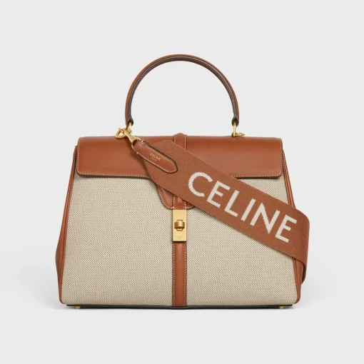 Long Strap in Wool with Celine jacquard with GOLD FINISHING