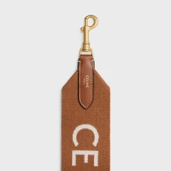 Long Strap in Wool with Celine jacquard with GOLD FINISHING