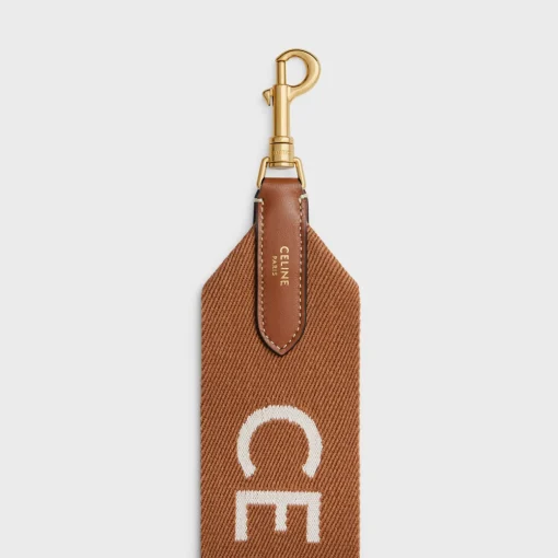 Long Strap in Wool with Celine jacquard with GOLD FINISHING