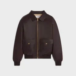 loose aviator blouson jacket in soft lambskin