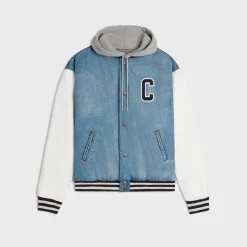 loose celine teddy jacket in pismo wash denim