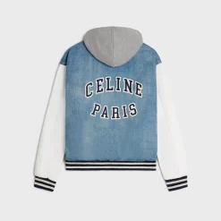 loose celine teddy jacket in pismo wash denim