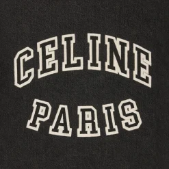 loose celine teddy jacket in charcoal wash denim