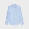 loose shirt in striped cotton linen