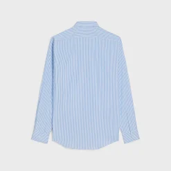 loose shirt in striped cotton linen