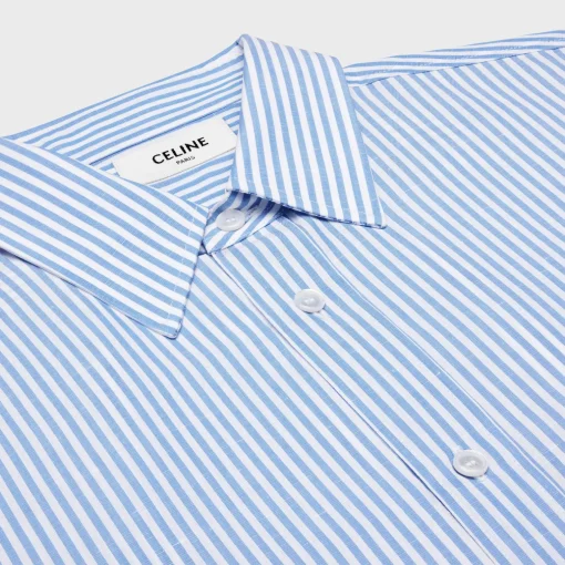 loose shirt in striped cotton linen