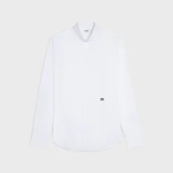 loose shirt with inverted collar in cotton poplin