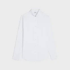 loose shirt with inverted collar in cotton poplin