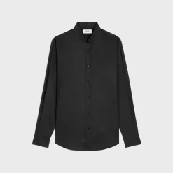 loose shirt with inverted collar in cotton poplin