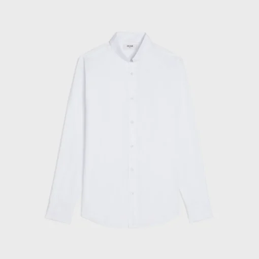 loose shirt with inverted collar in cotton poplin