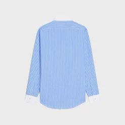 loose shirt with inverted collar in striped cotton